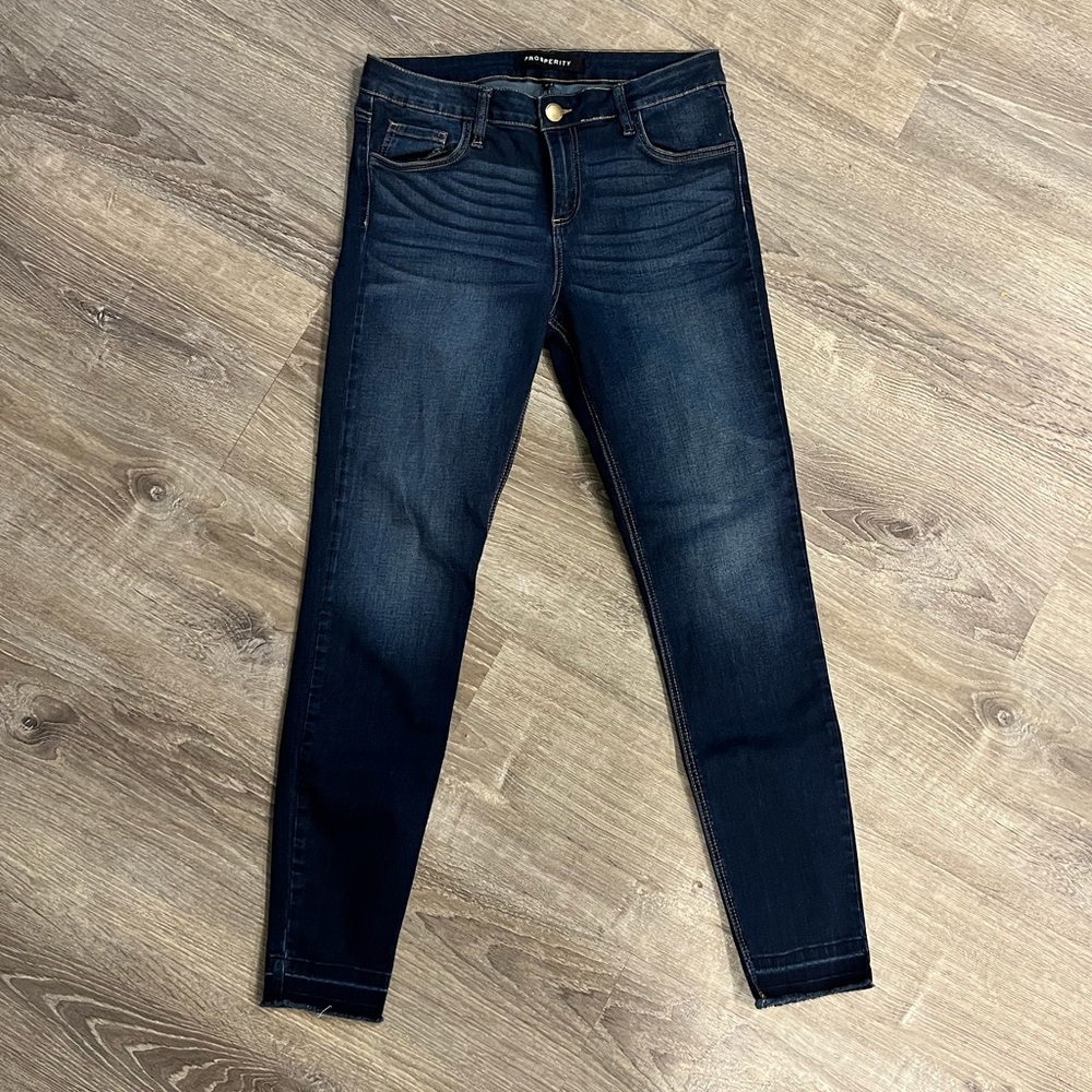 Prosperity Darkwash Hi Rise Raw Hem Skinny Jeans Jegging